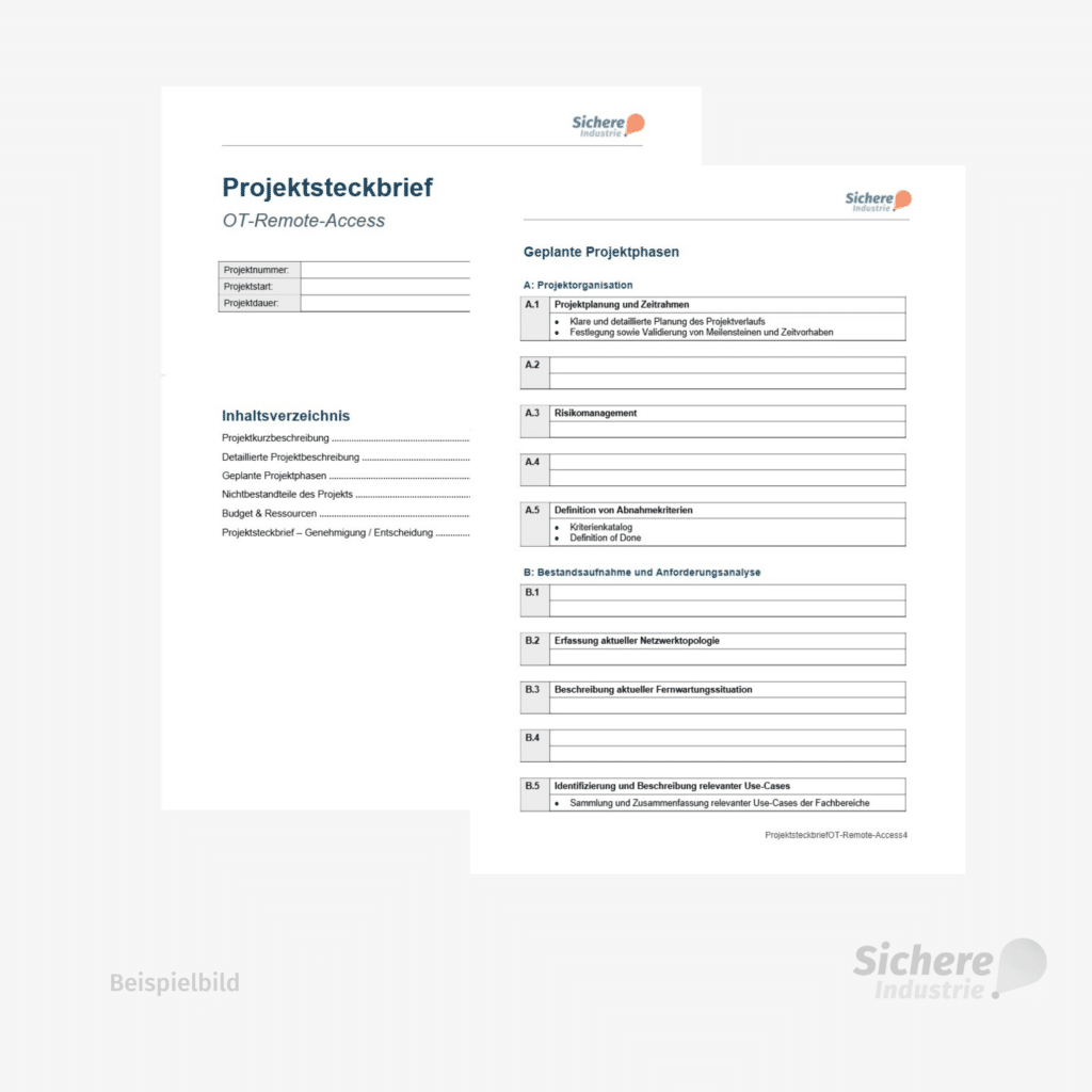 Projektsteckbrief OT-Remote-Access Beispiele