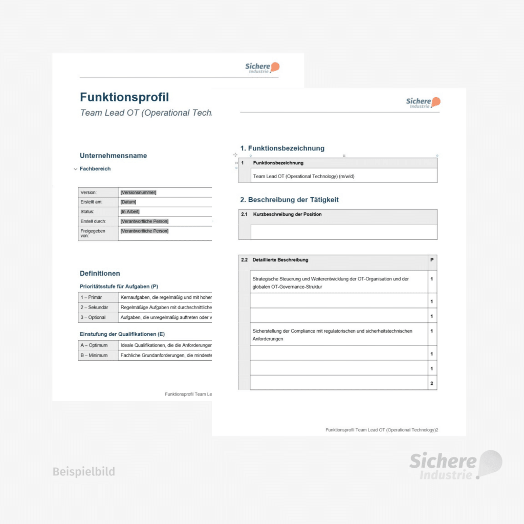 Funktionsprofil Team Lead OT (Operational Technology) Beispiel